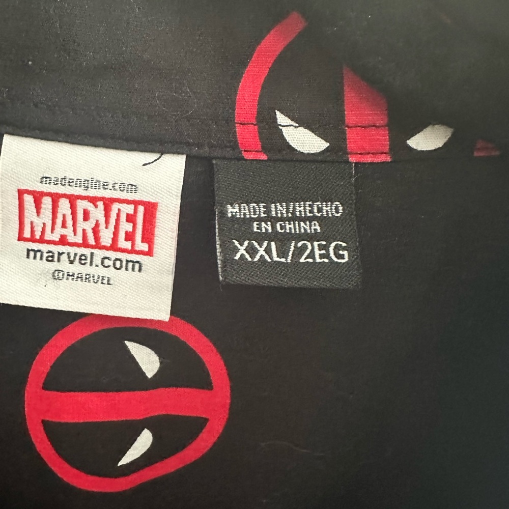 Marvel Deadpool Black And Red Button Down Shirt - image 2